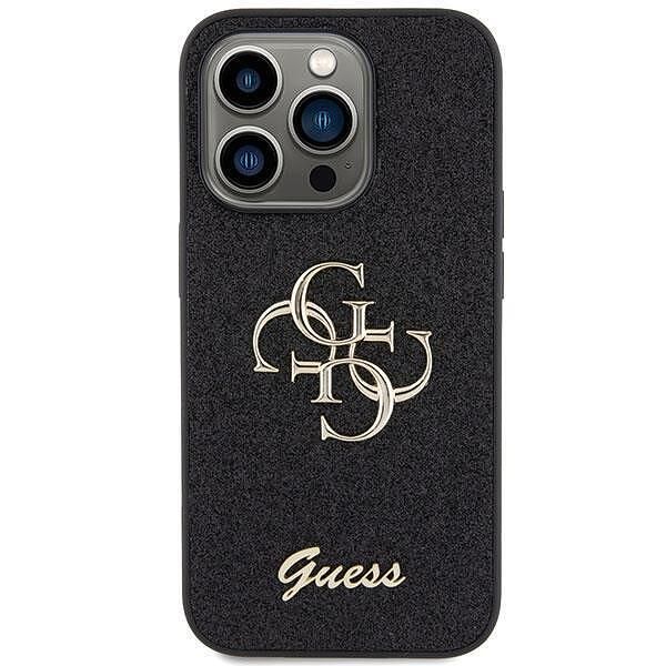 Кейс guess за iphone 15 pro 6.1" glitter script 4g black