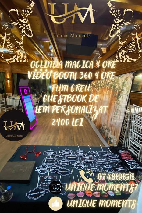 Cabina Foto Oglinda Magica  Fum greu Baloane explozive Arcada Baloane,
