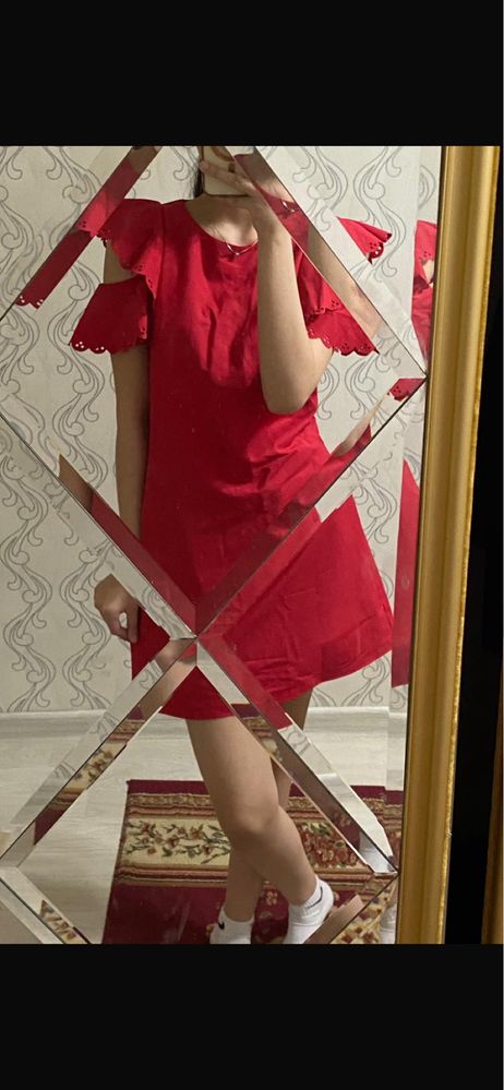 Красное короткое платье 36 размер
