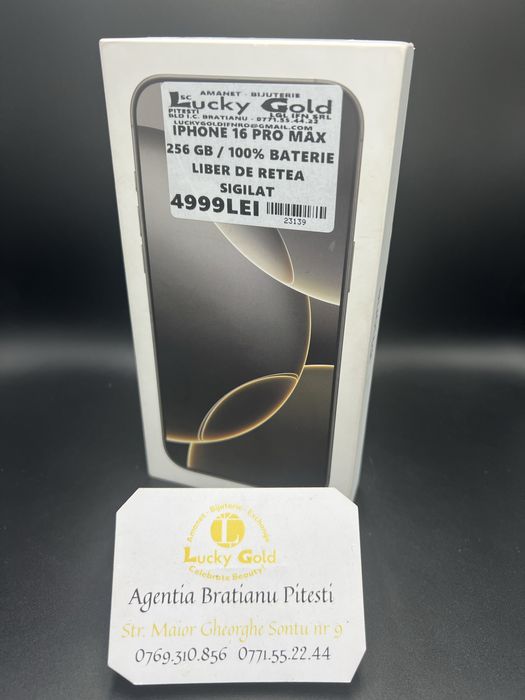 Iphone 16PRO MAX 256GB 100% Bat SIGILAT Liber de retea cod prod 23139