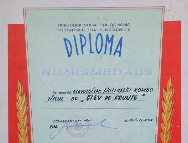 Brevet-Titlu-Diploma-ELEV de FRUNTE-Insigna-decoratie-Rarisim-UNIC