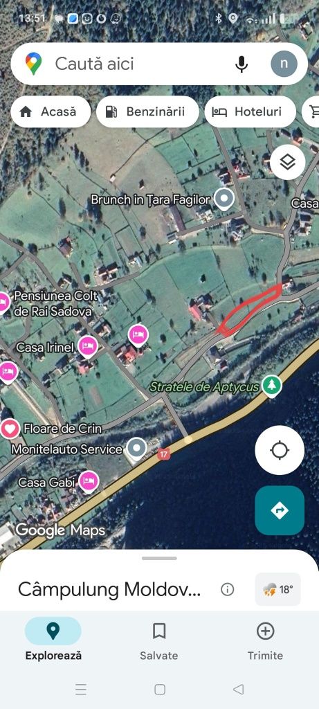 Teren intravilan situat în Com.Sadova jud.Suceava Suprafață 2265 mp