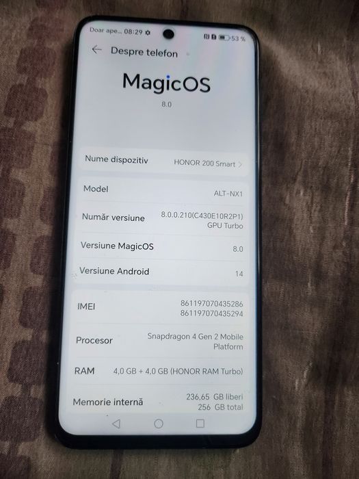 Honor 200 smart nou 8/256gb android 14 dual sim liber de rețea perfect