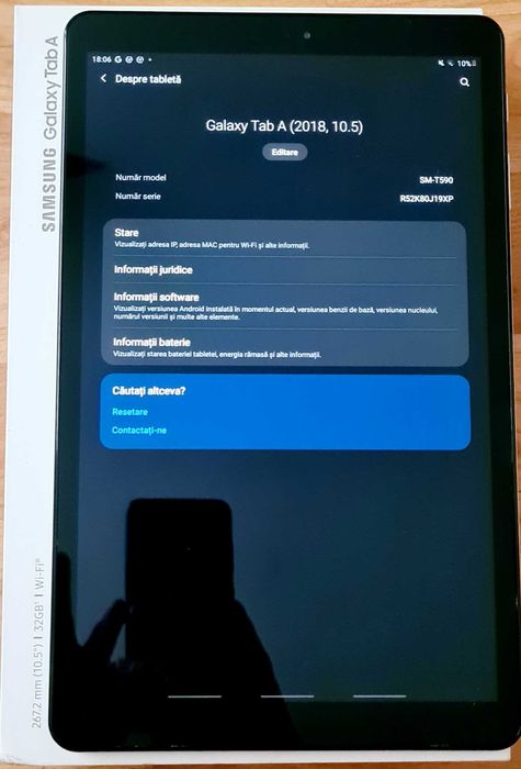 Tableta Samsung Tab A T590, 10.5", 3GB RAM, 32GB, Grey (2018)