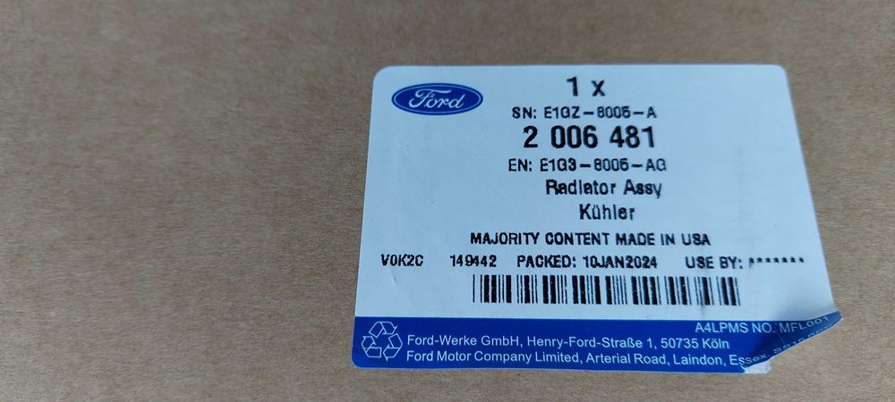 Radiator apa Ford Edge 2015-prezent original 2006481 - E1G3-8005-AG