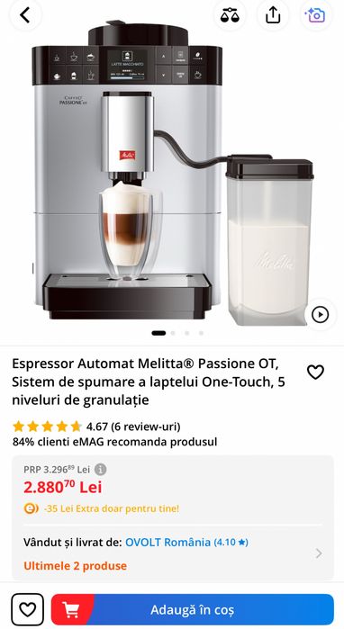 Expresor cafea boabe Melitta Passione OT