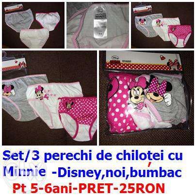 SET de 3 perechi-Chilotei cu Minnie pt 5/6ani noi