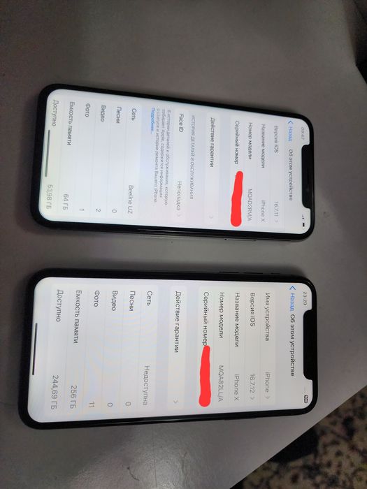 Iphone X LL/A Black 256GB Batareka 100% Holati rasmda Sredniy