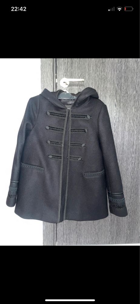 Palton negru lana Zara