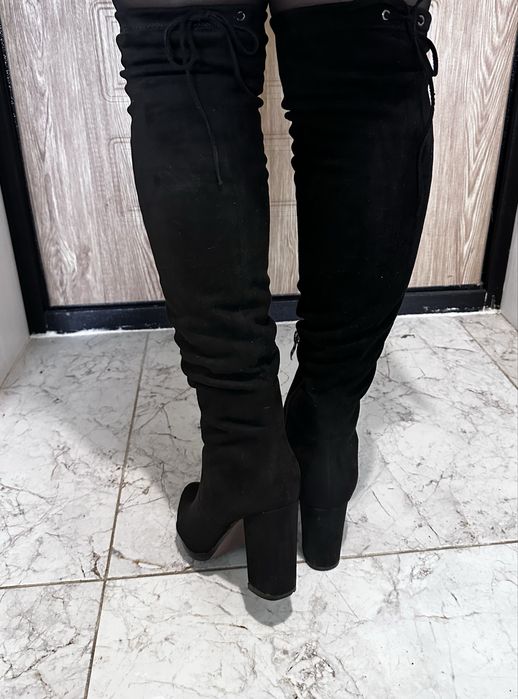 Зимние замшевые сапоги ботфорты женские размер 37