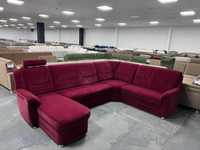 Червен ъглов диван от плат с ф-я сън и ел.лежанка "SC Classic"