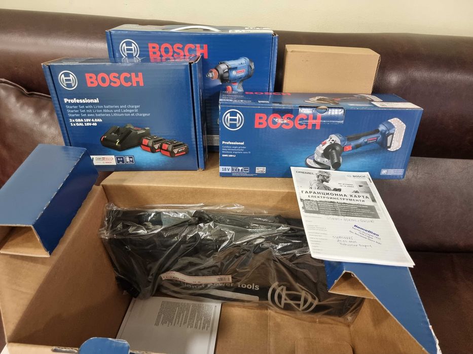 Bosch Professional комплект НОВ! Винтоверт + Гайковерт + Ъглошлайф