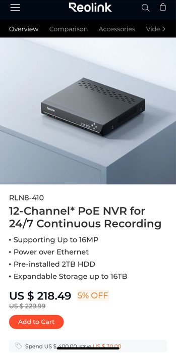 Reolink 8 канален 8 MP + 2TB HDD