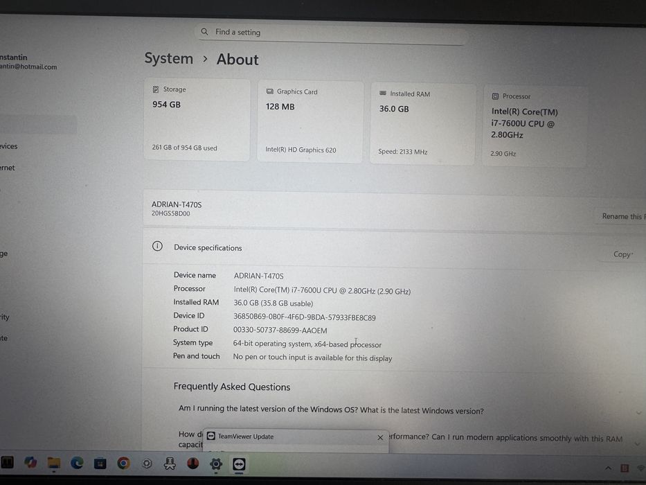 Lenovo t470s impecabil 36GB RAM  1TB storage modul 4g+ batetii noi