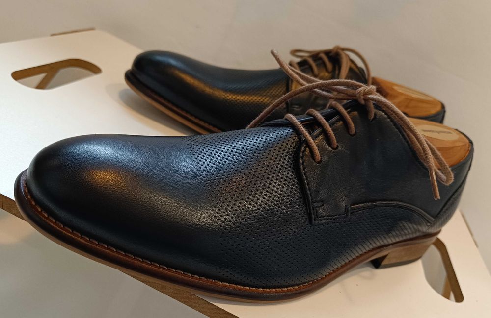 Pantofi derby 40 40.5 premium MInelli NOI piele naturala moale