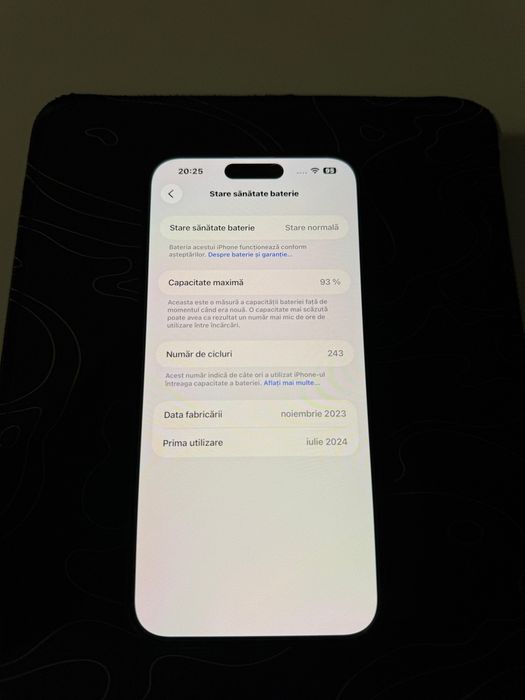 iPhone 15 Plus 256GB, Black Titanium, cutie, stare excelenta