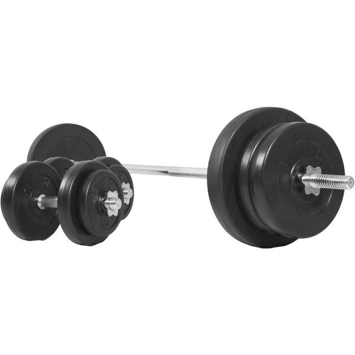 Set de discuri din plastic umplute cu ciment + bara 70 KG