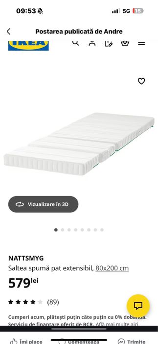 Vand pat copii ikea 80x200