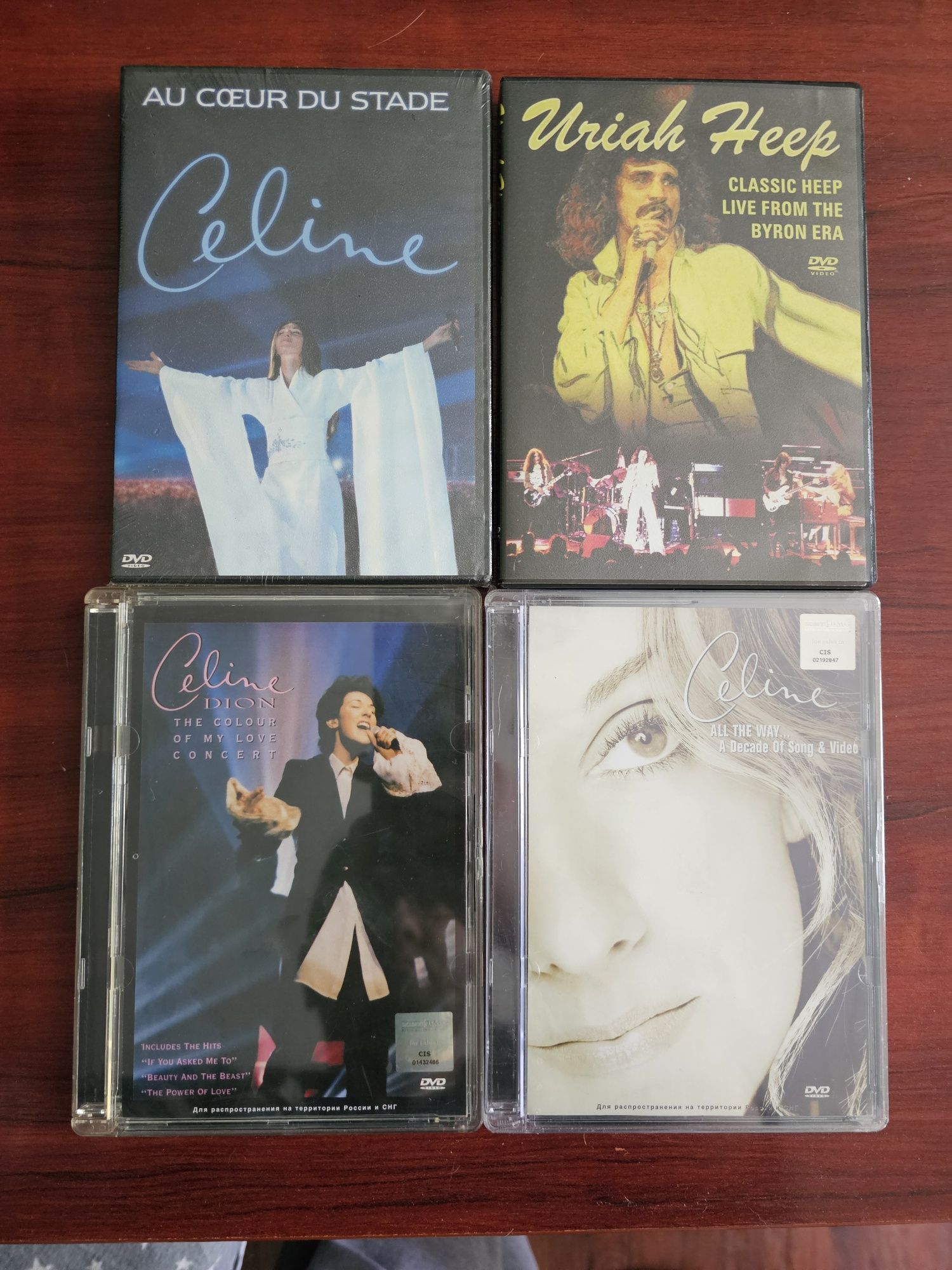 Celine Dion (3 диска), Uriah Heep(1 диск) DVD Video диски