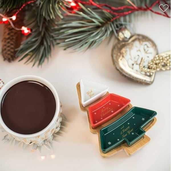 Коледни купички Mercado Trade, Бамбукова основа във формата на елха