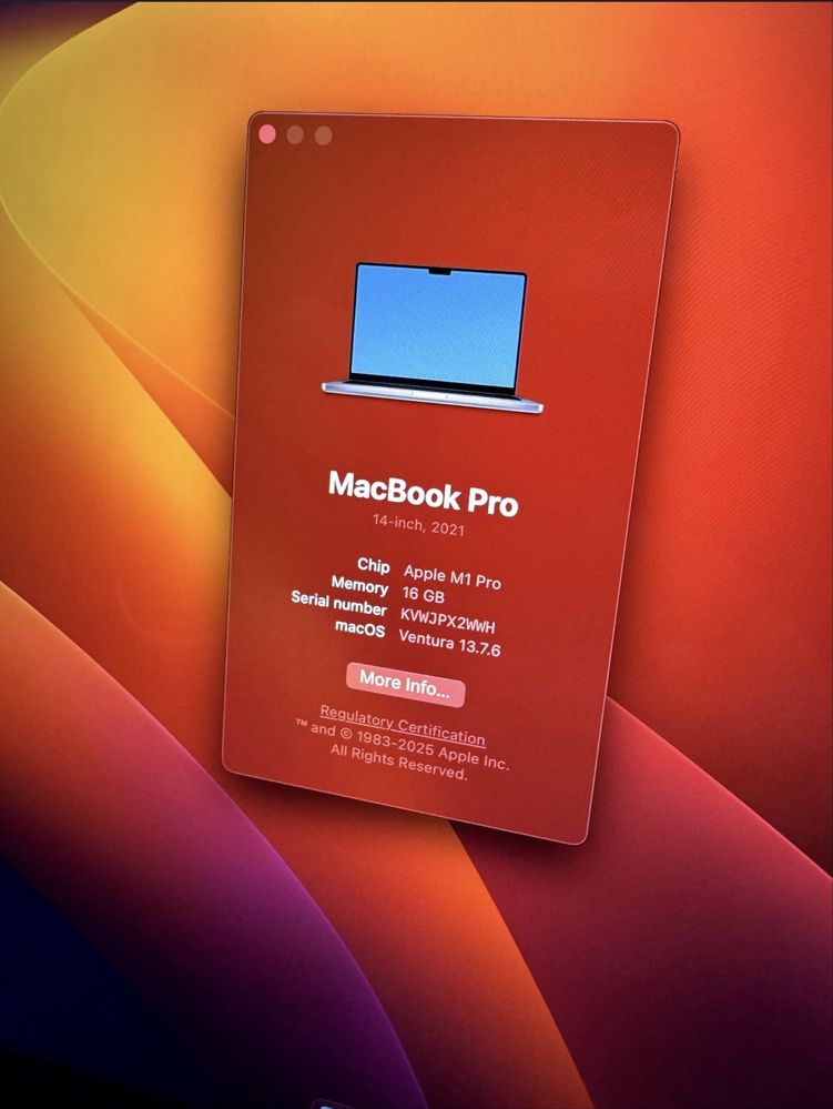 Apple MacBook Pro 14' M1 Pro 16GB RAM 512GB SSD