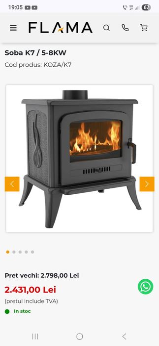 Soba fontă tip semineu k7 5-8KW