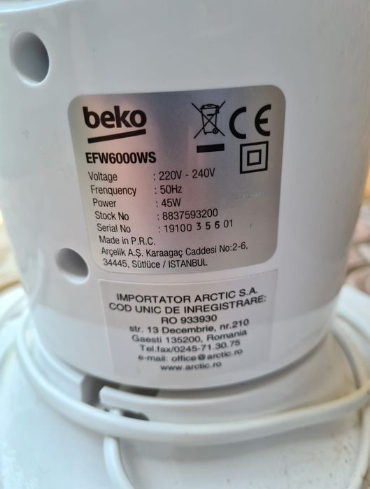 Ventilator turn Beko