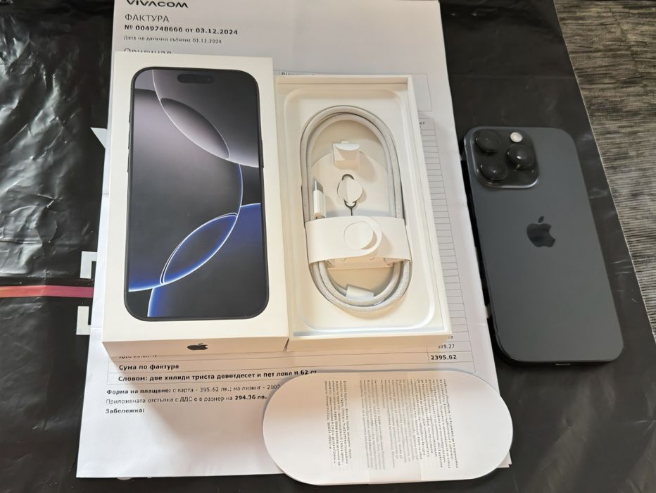 КАТО НОВ 256GB iPhone 16 Pro Vivacom Гаранция 2026г. Black