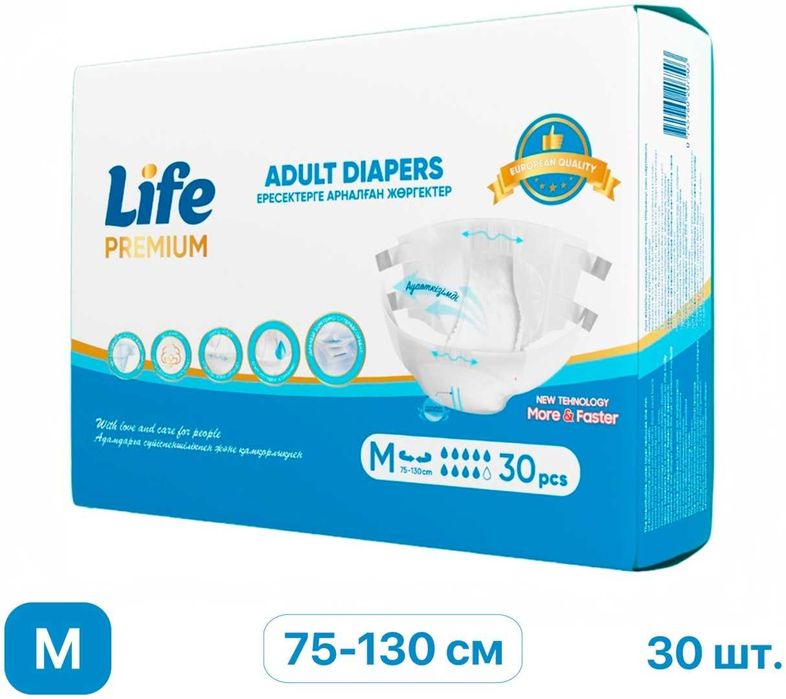 Life Premium подгузники для взрослых M 30 шт