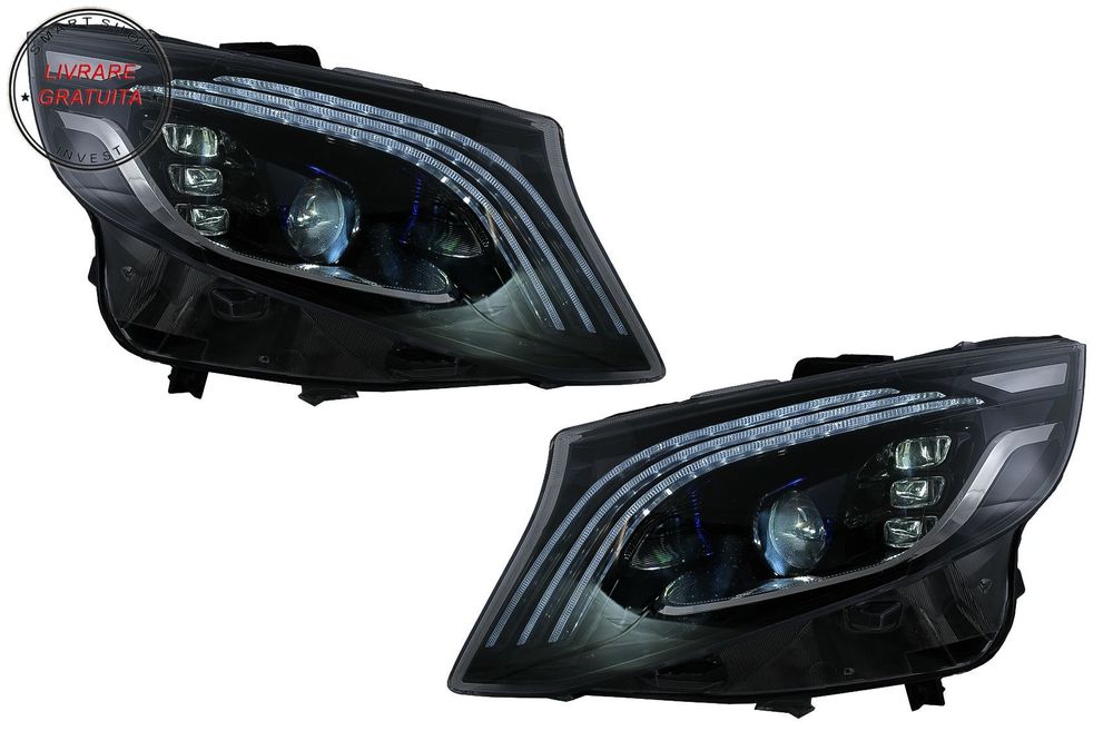 Faruri Full LED Mercedes V-Class W447 (2016-2020) Negru- livrare gratuita