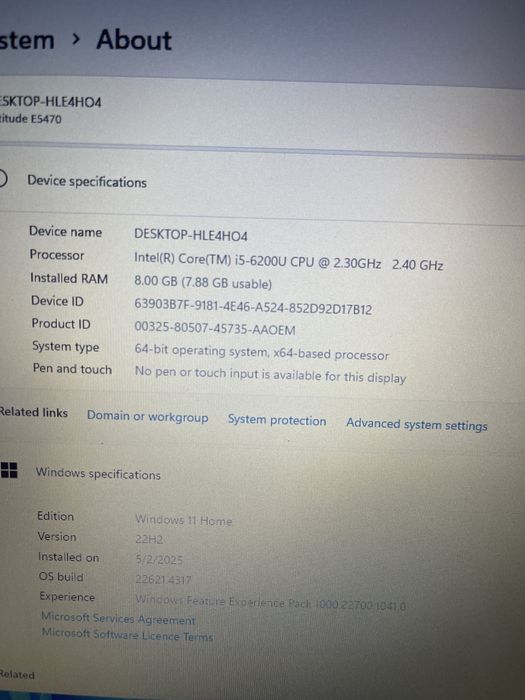 Dell Latitude E5470 Intel i5 6200U , 8 GB RAM