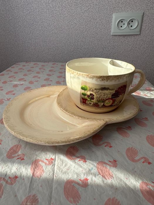 Английский бокал с двойным блюдцем. Состояние новое