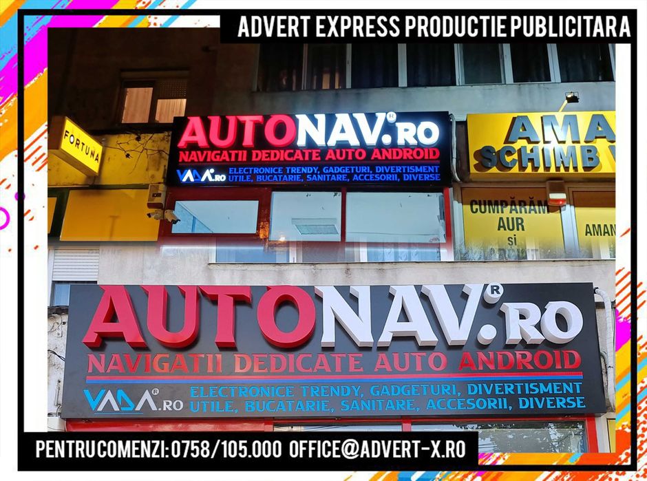 Reclame luminoase led, montaj, litere volumetrice, autocolant, pliante