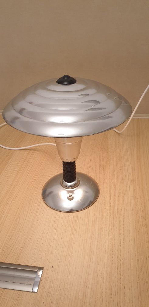 Lampa veioza vintage colectie aluminiu lemn Art Deco Franta 1940