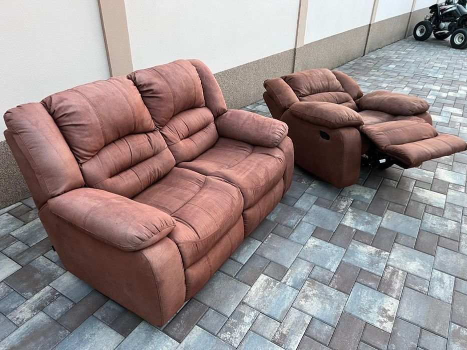 Canapea 2 locuri și fotoliu cu recliner