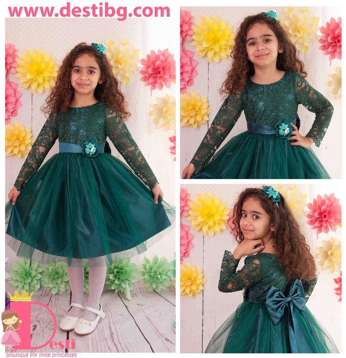 Детски рокли ТЕДИ-МОД туту с дантела,голяма панделка, разл цветове