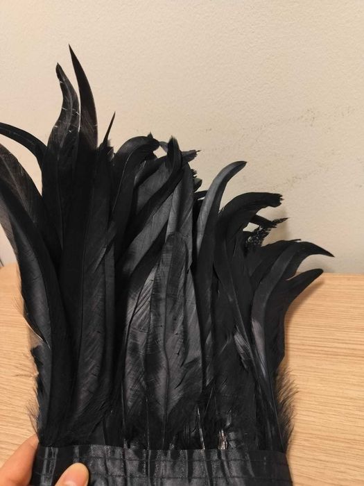 Тесьма с перьями, натуральный, цвет бензиновый (Перья страуса)