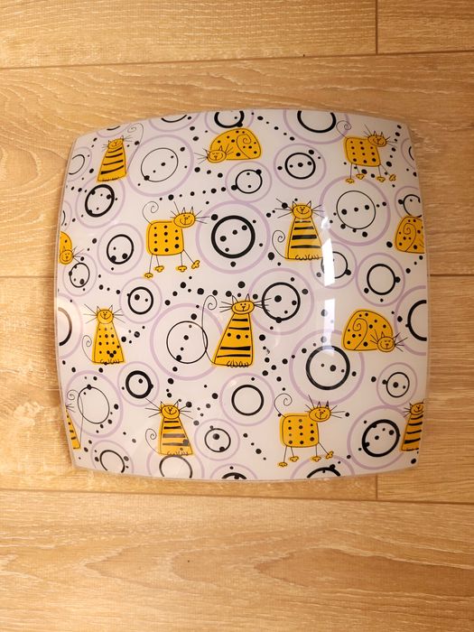 Plafoniera Aplica Klausen Ruffy 400, metal, abajur sticla cu desen