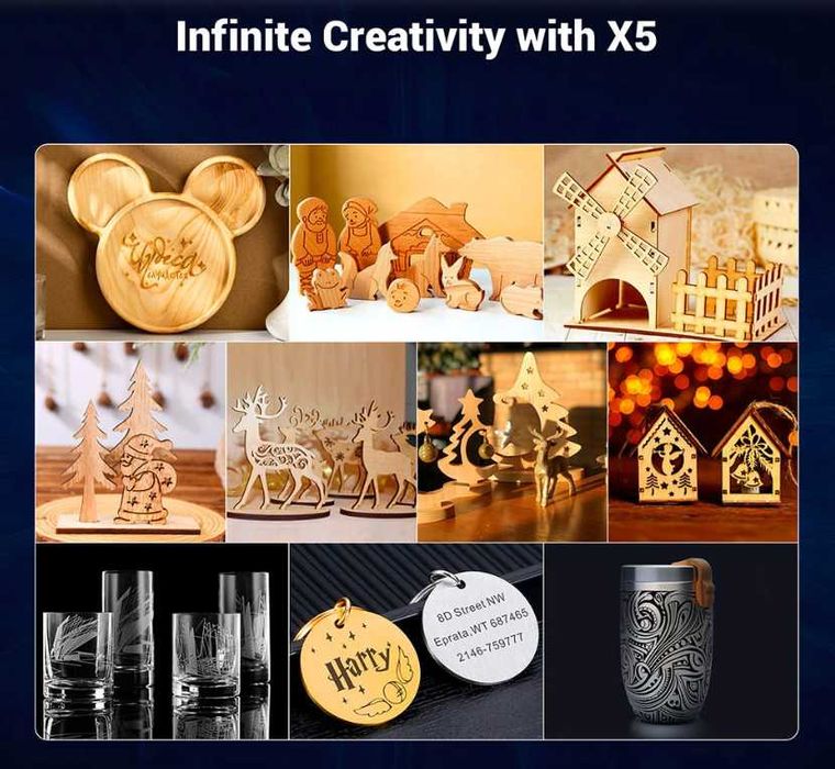 Laser CNC Mecpow X5 Pro, 22W Optic Real, 600x600mm, air assist- NOU