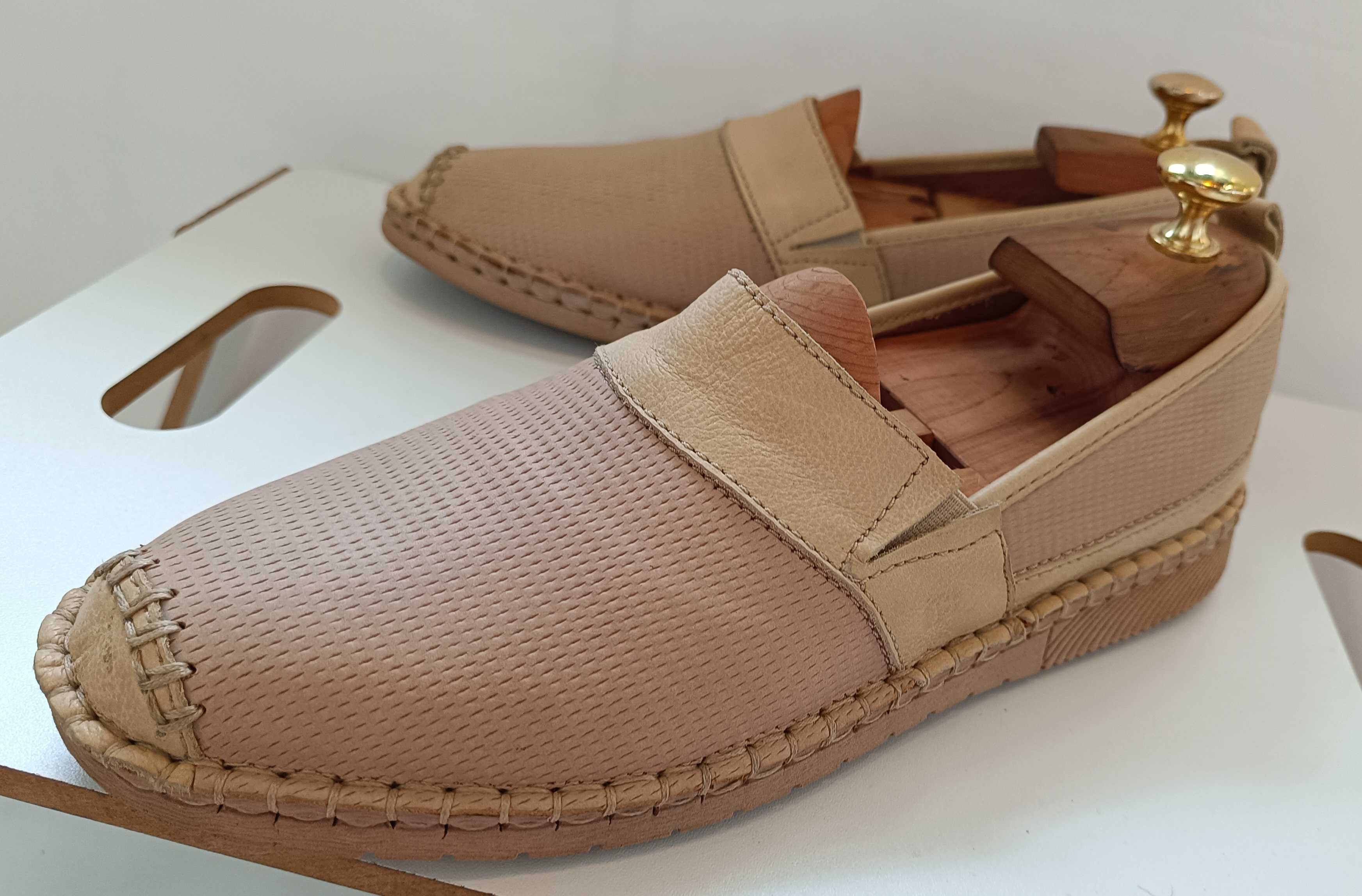 Mocasini espadrile 41 premium Josef Seibel NOU bej piele naturala moal