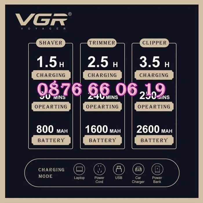 КОМПЛЕКТ Машинка за подстригване, самобръсначка и тример VGR 642