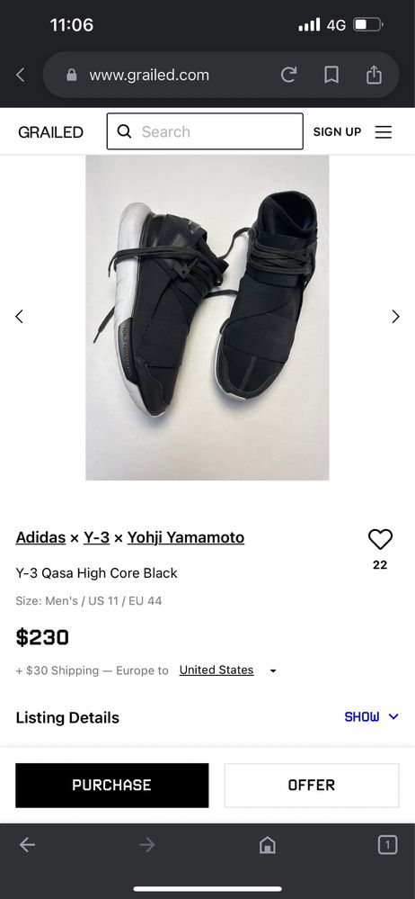 Adidas Y-3 Qasa High 44