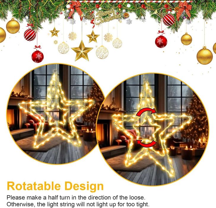 Decor Stea AGOTD 75 LED, 32 cm, Warm White, baterii, IP44