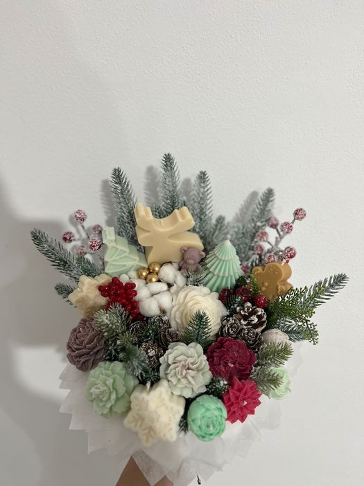 Aranjament de Crăciun din ceară de soia (lumânări)