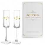 NUPTIO – Комплект от 2 чаши за шампанско Mr & Mrs, златно гравирани