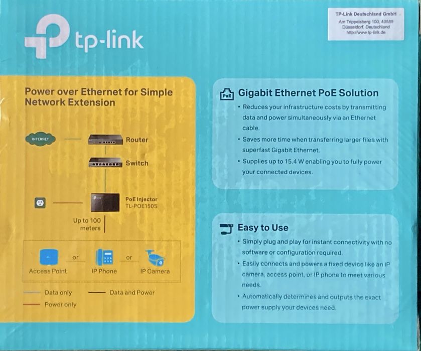 Tp link Gigabit PoE Injector TL-POE150S