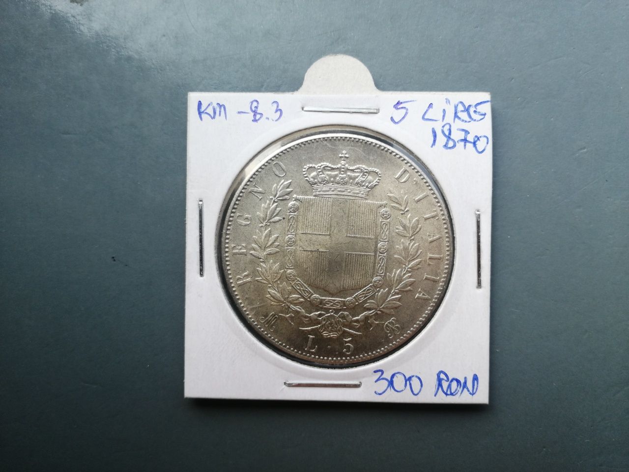 Moneda 5 lire 1870 argint Italia