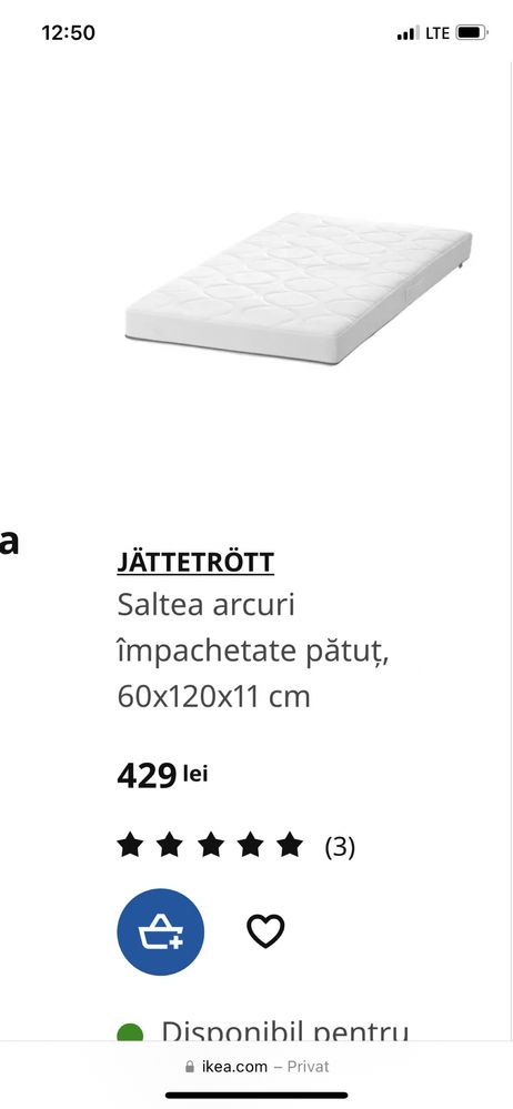 Vând pat IKEA bebe