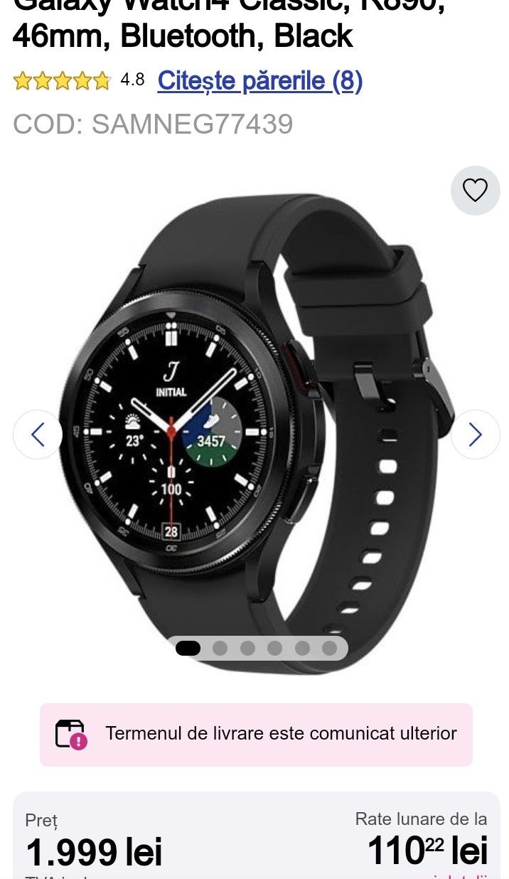 Samsung Galaxy Watch4 NOU, 46mm, BT, Classic, BLACK cu accesorii