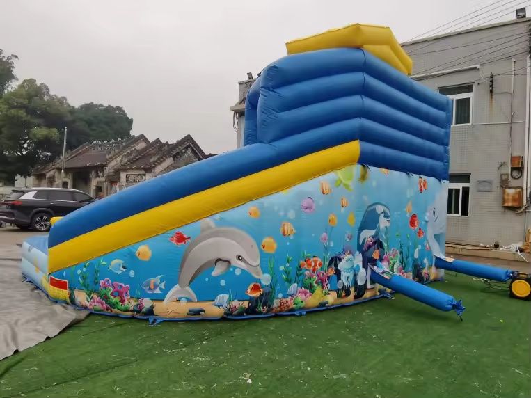 Надуваем замък водна пързалка с басейн за вода/топки